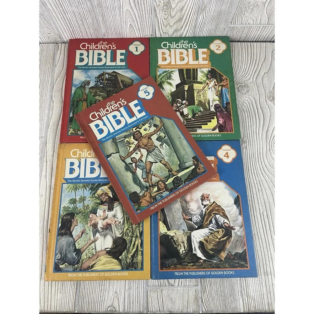 The Children's Bible Lot 0f 5 by A Golden Press VTG 1981 #1-5 Hardcover Books